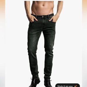 ZLZ Denim | Men’s Comfy Slim Fit Stretch Jeans in Gray Olive Size 38 Waist